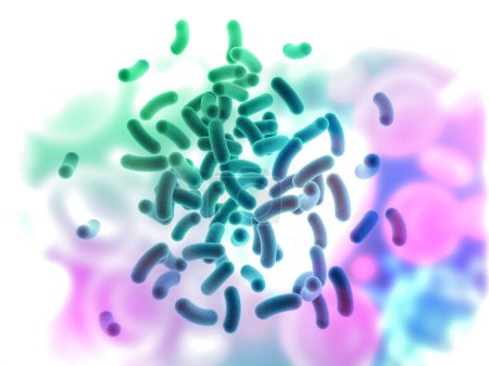 Foto de Fondo de bacterias microscópicas. ilustración 3d - Imagen libre de derechos