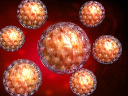 Téléchargez les photos : Virus de rendu 3d, fond abstrait de bactéries. Illustration 3d - en image libre de droit