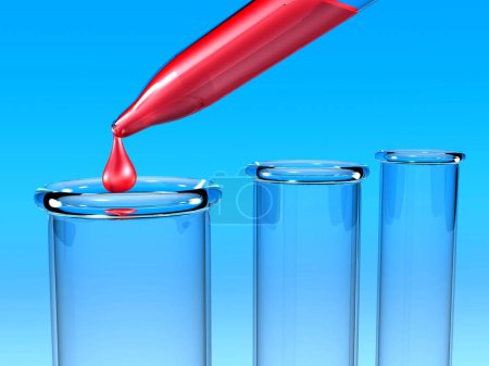 Photo for Blood on test tubes. blood test concept. 3d illustration - Royalty Free Image