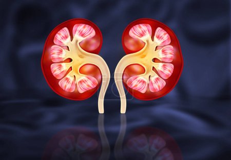 Photo for Human kidney cross section with abstract medical background. 3d illustration - Royalty Free Image