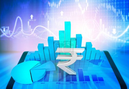 Photo for Indian rupee symbol  with  business growth chart. 3d illustration - Royalty Free Image