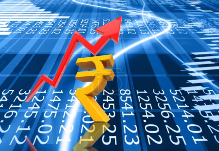 Photo for Indian rupee symbol  with  business growth chart. 3d illustration - Royalty Free Image