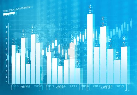 Photo for Stock market finance graph background with abstract Growth graph chart. 2d illustration - Royalty Free Image