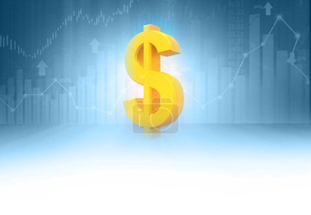 Photo for Dollar sign on stock market graph. 3d illustration - Royalty Free Image