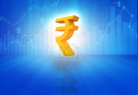 Photo for Rupee symbol on stock market graph. 3d illustration - Royalty Free Image
