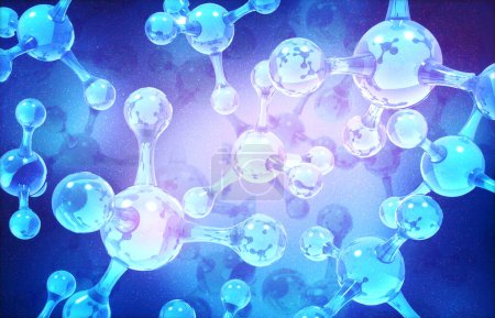 Foto de Estructura de moléculas abstractas, antecedentes científicos. ilustración 3d - Imagen libre de derechos