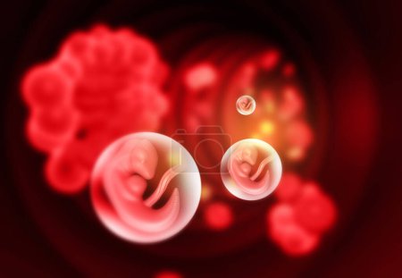 Photo for Fetus on abstract scientific background. 3d illustration - Royalty Free Image