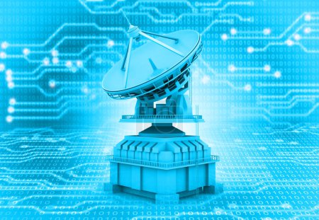 Photo for Satellite dish on hightech circuit background. 3d illustration - Royalty Free Image