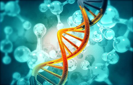 Téléchargez les photos : Résumé Structure des molécules d'ADN, contexte scientifique. Illustration 3d - en image libre de droit