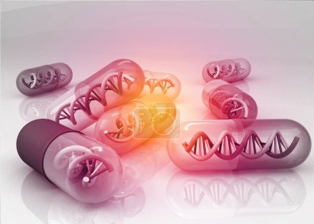 Téléchargez les photos : Pilules d'ADN, médecine génétique. 3d rendu - en image libre de droit