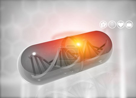 Téléchargez les photos : Pilules ADN, médecine génétique. Illustration 3d - en image libre de droit
