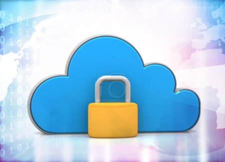 Foto de Sistemas de Seguridad Cloud. nube con candado cerrado sobre fondo tecnológico. ilustración 3d - Imagen libre de derechos