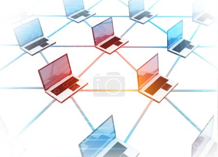 Foto de Redes informáticas, tecnología de Internet. ilustración 3d - Imagen libre de derechos