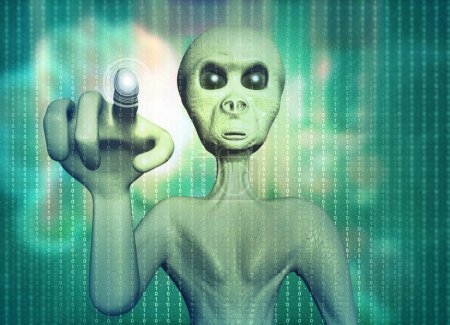 Foto de Extraterrestre con experiencia en tecnología. ilustración 3d - Imagen libre de derechos