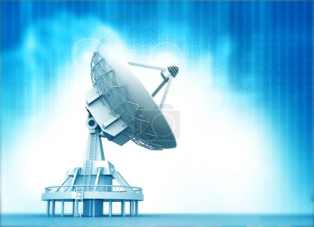 Photo for Satellite dish antenna receiving signals. 3d illustration - Royalty Free Image