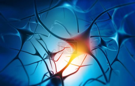 Téléchargez les photos : Neurones et système nerveux sur fond de science. Illustration 3d - en image libre de droit
