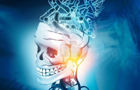 Photo for Virus attacking a human brain. 3d illustration - Royalty Free Image