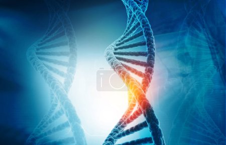 Photo for DNA structure on abstract blue background. 3d illustration - Royalty Free Image