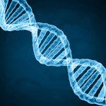 DNA on abstract science background. 3d illustration 	