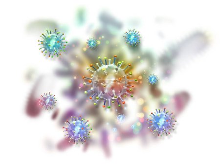 Téléchargez les photos : Bactéries virales sur fond abstrait. Illustration 3d - en image libre de droit