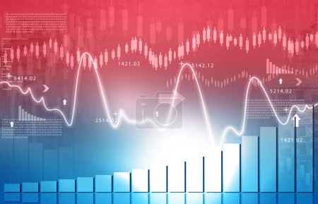 Photo for Stock market finance graph background with abstract Growth graph chart. 2d illustration - Royalty Free Image