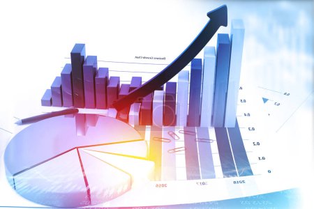 Foto de Gráficos de negocios e informes financieros. ilustración 3d - Imagen libre de derechos