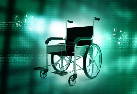 Foto de Silla de ruedas con antecedentes médicos. ilustración 3d - Imagen libre de derechos