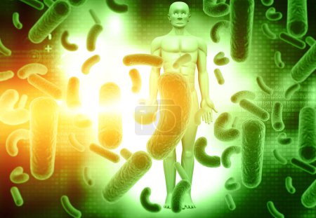 Foto de Virus humano, infección bacteriana. virus con el hombre. ilustración 3d - Imagen libre de derechos