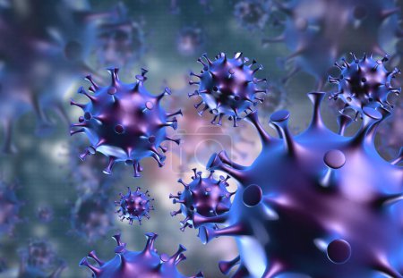 Téléchargez les photos : Virus bactéries cellules fond. Illustration 3d - en image libre de droit
