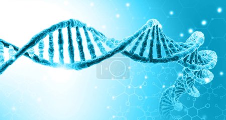 DNA zum wissenschaftlichen Hintergrund. 3D-Illustration
