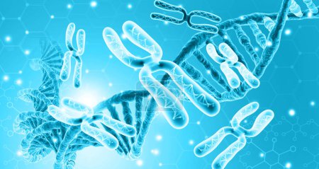 Foto de ADN. Cromosomas. Antecedentes científicos ilustración 3d - Imagen libre de derechos