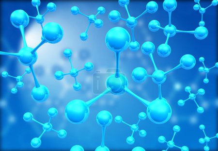Photo for Molecule or atom, abstract scientific background. 3d illustration - Royalty Free Image
