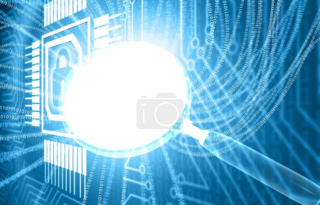 Photo for Internet data analysis. magnifying glass with binary stream. 3d illustration - Royalty Free Image