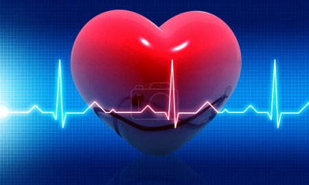 Foto de Gráfico Ecg con corazón sobre fondo médico. ilustración 3d - Imagen libre de derechos