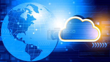 Téléchargez les photos : Concept de cloud computing background.world avec icône cloud. 3dillustration - en image libre de droit