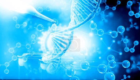 Photo for DNA molecule experiment concept background. 3d illustration - Royalty Free Image