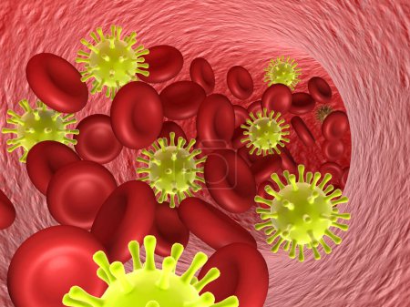 Photo for Virus in bloodstream. medical background. 3d illustration - Royalty Free Image