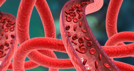 Photo for Artery red blood cells streams. 3d illustration - Royalty Free Image