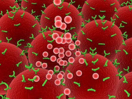 Foto de Virus humano, vista microscópica del virus. ilustración 3d - Imagen libre de derechos