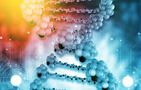 Photo for DNA on high tech background. 3d illustration - Royalty Free Image
