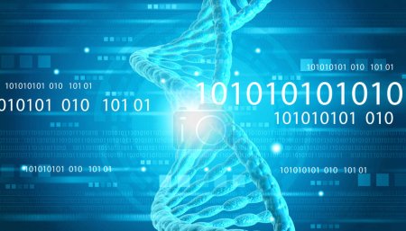 Foto de Cadena de ADN en el fondo de la tecnología. ilustración 3d - Imagen libre de derechos