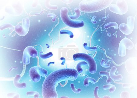 Photo for Bacteria on scientific background. 3d illustration - Royalty Free Image