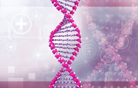 Photo for DNA molecules on scientific background. 3d illustration - Royalty Free Image