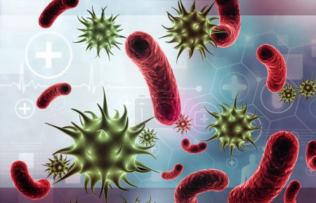 Foto de Bacterias virales de base científica. ilustración 3d - Imagen libre de derechos