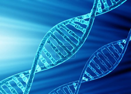 Téléchargez les photos : Molécules d'ADN sur fond scientifique. Illustration 3d - en image libre de droit