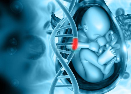 Téléchargez les photos : ADN et foetus endommagés. Illustration 3d - en image libre de droit