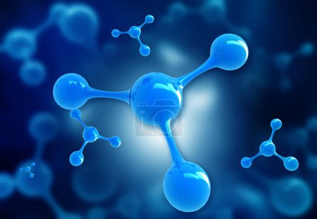 Foto de Moléculas y átomos 3d. Ciencia o antecedentes médicos. ilustración 3d - Imagen libre de derechos