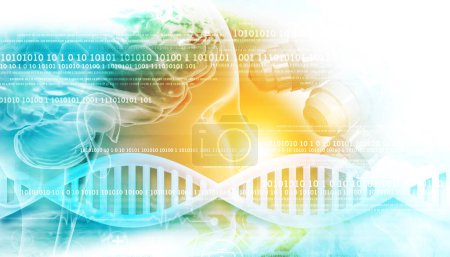 Téléchargez les photos : Structure de l'ADN sur fond scientifique abstrait. Illustration 3d - en image libre de droit