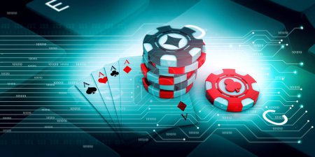 Photo for Online rummy playing. 3d illustration - Royalty Free Image