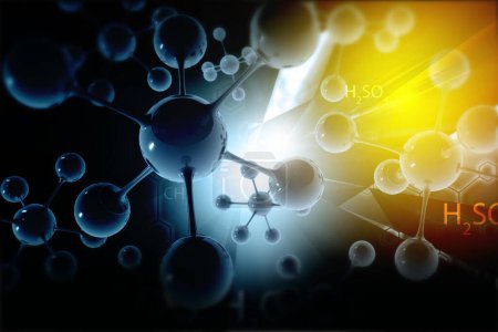 Photo for Abstract molecules in dark background. 3d illustration - Royalty Free Image